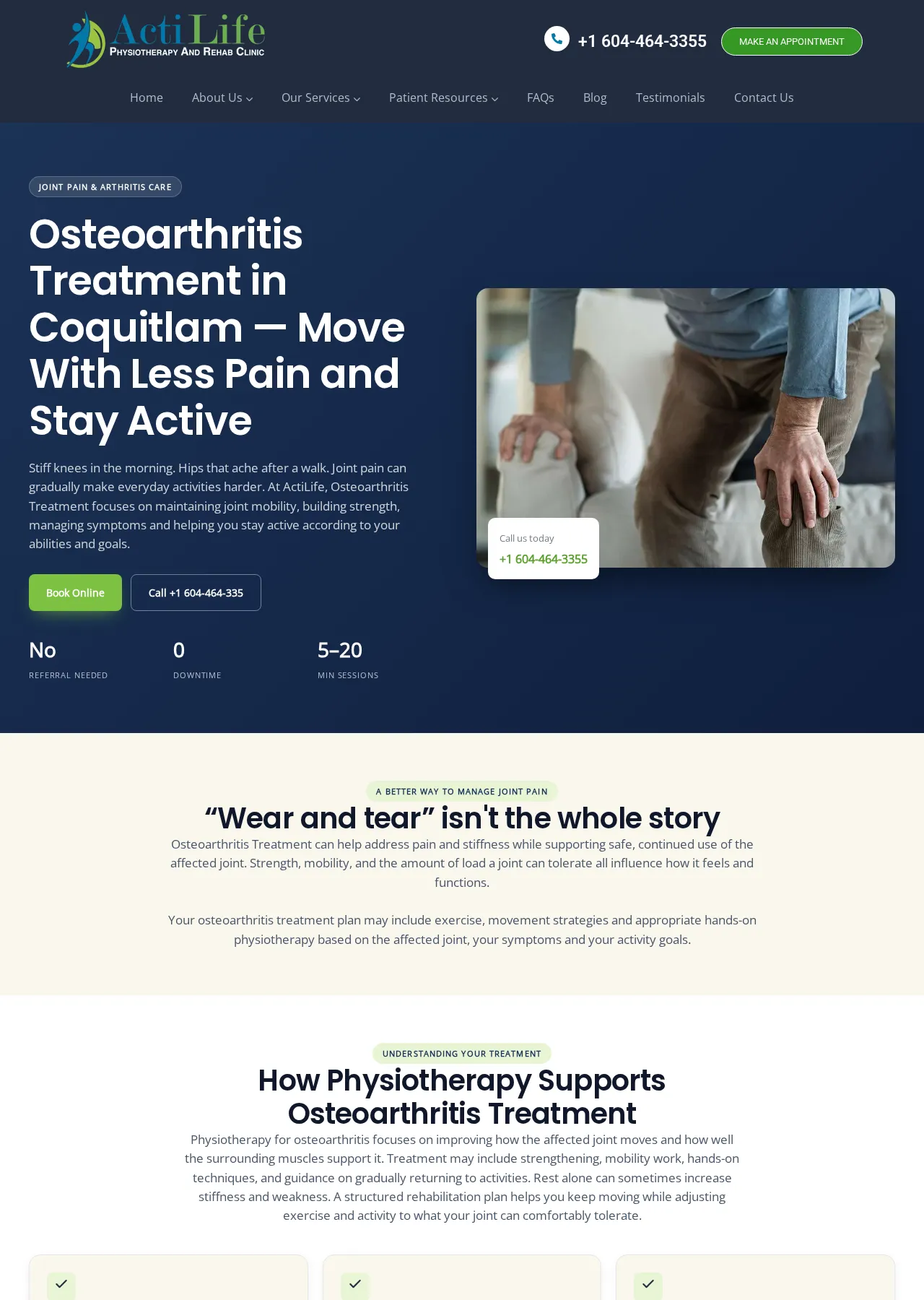ActiLife osteoarthritis treatment service page